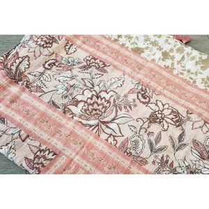 J. Jill Floral Rectangle Scarf with Tassles, Dusty Rose Pink & Brown